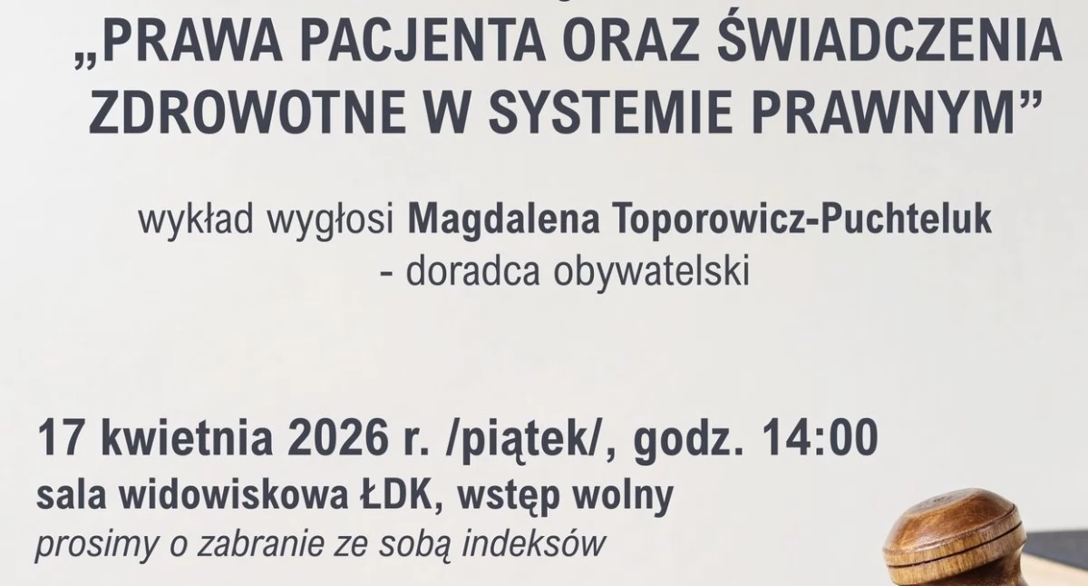 Edukacja - Szkoły, Prawo informacji leczenia świadomej decyzji wykład prawach pacjenta Łosicach - zdjęcie, fotografia